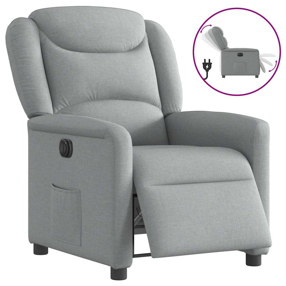Fauteuil inclinable électrique gris clair tissu