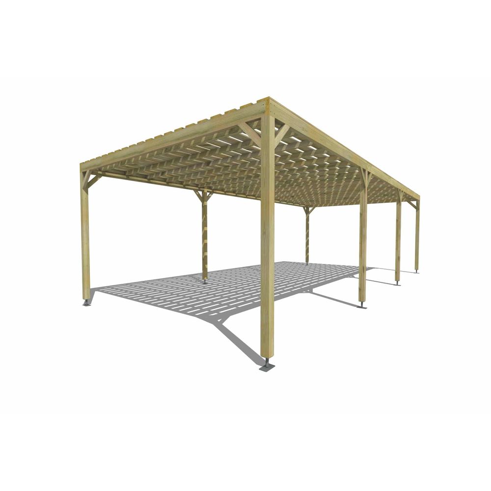 Pergola bois • 9m x 4m • indépendante • sens profondeur • platelage bois • livraison comprise