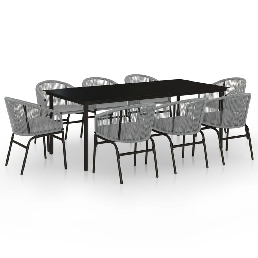 Ensemble à manger de jardin 9 pcs gris