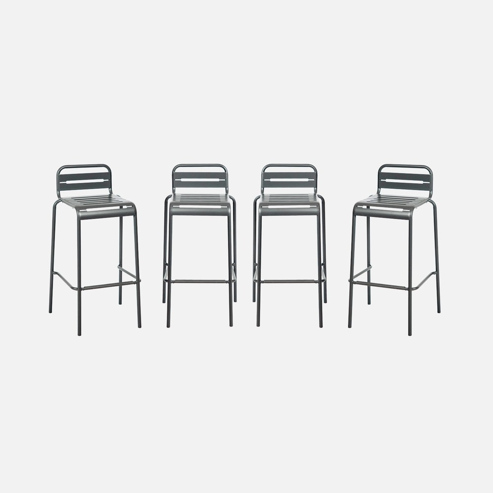 Lot de 4 chaises hautes de jardin acier, amélia l44 x p41 x h85cm