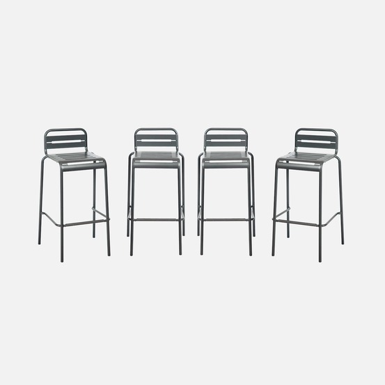 Lot de 4 chaises hautes de jardin acier, amélia l44 x p41 x h85cm