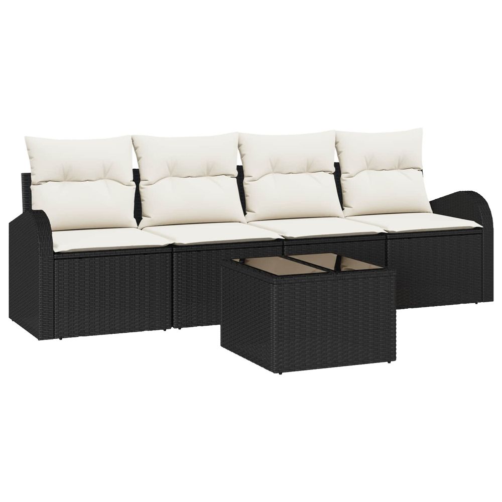 Ensemble de canapé de jardin 5 pcs 4-seater noir et crème