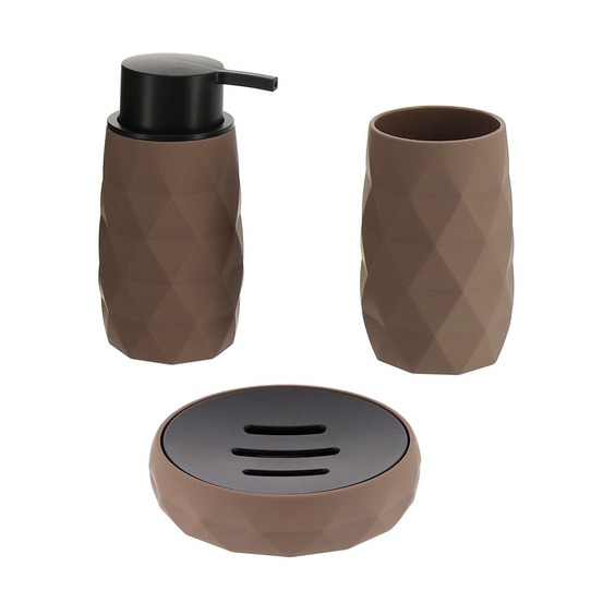 Set gobelet distributeur a savon et porte savon abs + rubber - marron