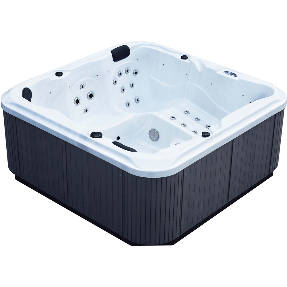Spa rigide gris et blanc marbré jets et leds ornella (5 places dont 2 allongées)