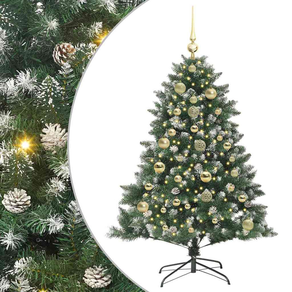 Sapin de noël artificiel vert 150 cm pvc, plastique et acier