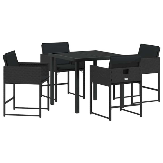 Ensemble de salle à manger pour jardin 5 pcs noir poly rotin