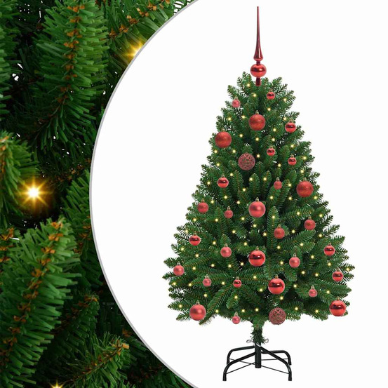 Sapin de noël artificiel avec 150 led vert 120 cm pvc et métal