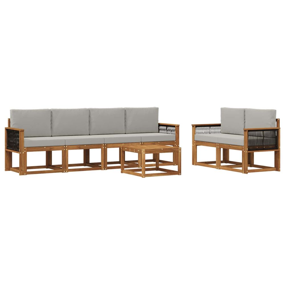 Ensemble de canapés d'extérieur 6 pc naturel et gris clair