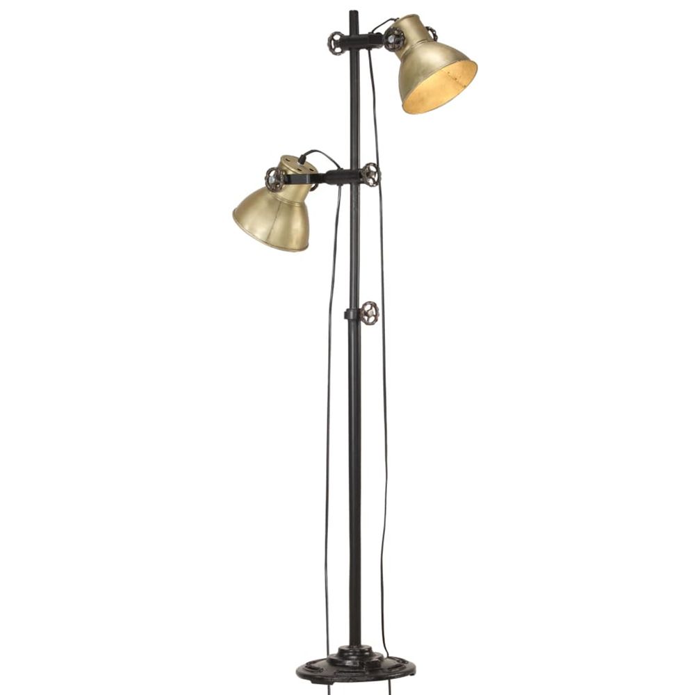 Lampadaire avec 2 abat-jour laiton e27 fonte