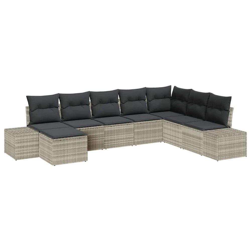 Ensemble de canapé de jardin 8 pc gris clair polyrotin