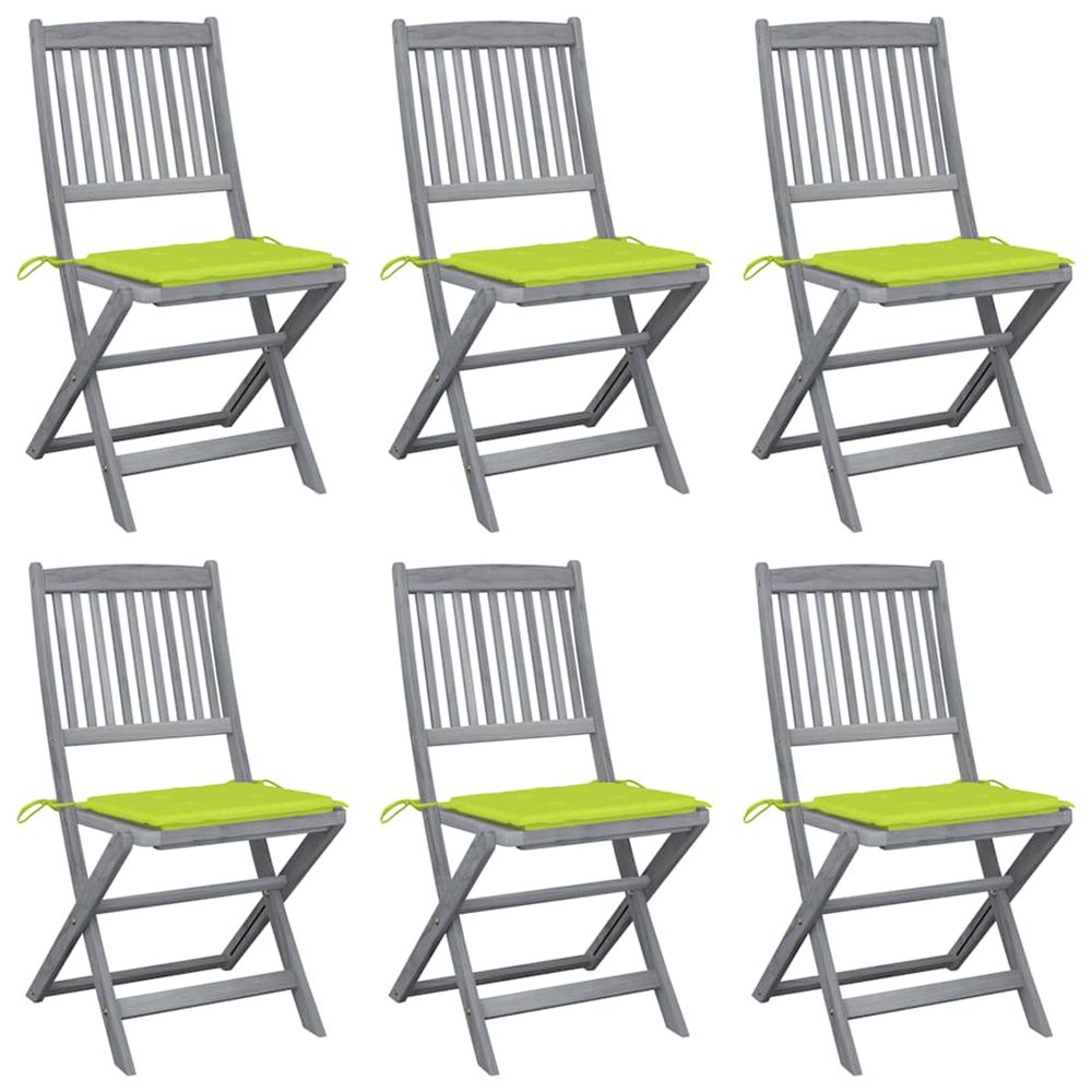 Chaises pliantes 6 pièces avec coussins en bois d'acacia massif