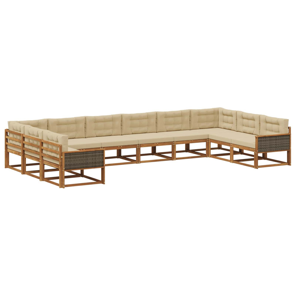 Ensemble de canapés d'extérieur 10 pcs naturel et beige