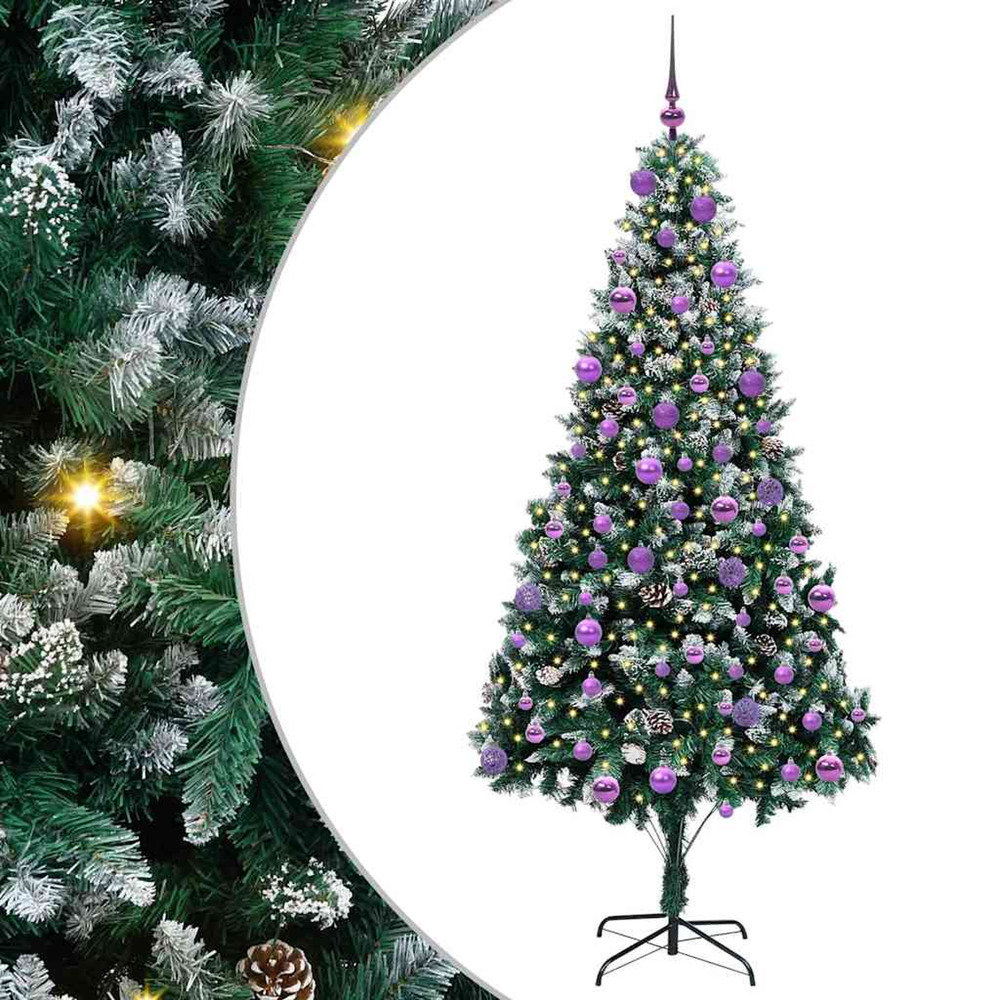 Sapin de noël artificiel vert 210 cm pvc, acier et plastique