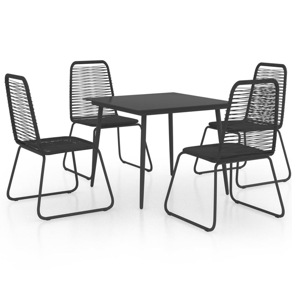 Ensemble à manger de jardin 5 pcs pvc résine tressée noir