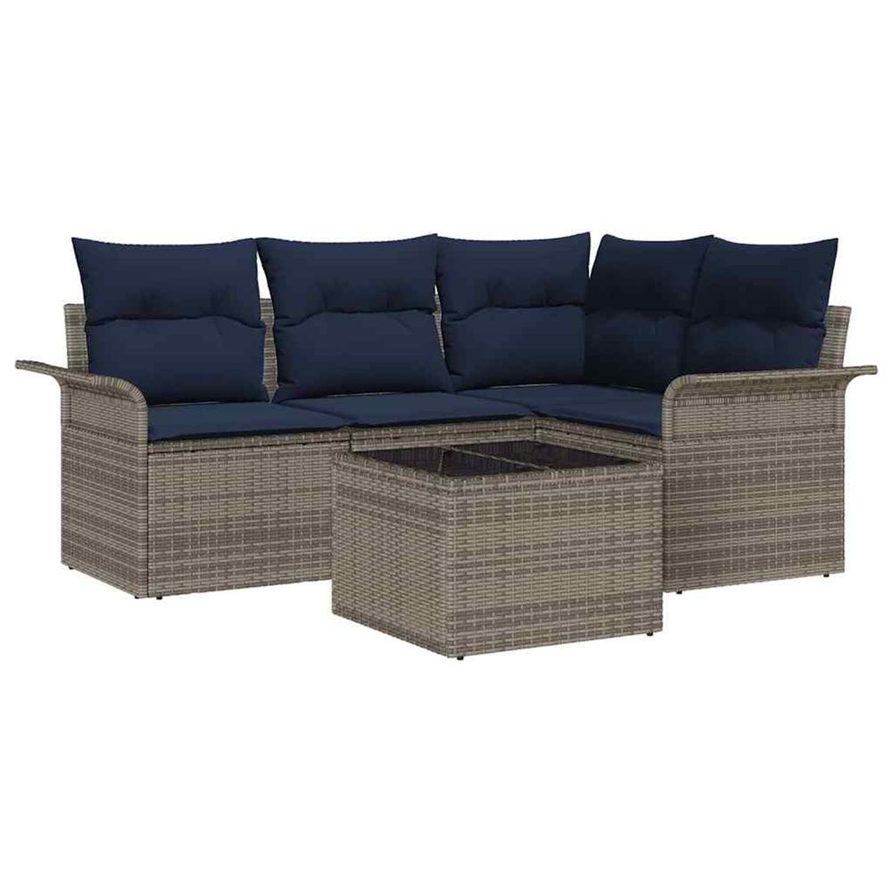 Ensemble de canapé de jardin 5 pc gris polyrotin