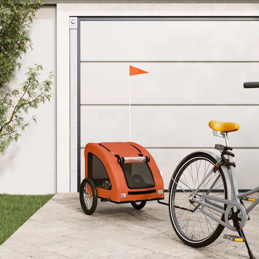 Remorque vélo chien chariot transport oxford pour balades sécurisées l orange