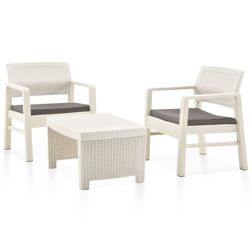 Salon de jardin 3 pcs plastique blanc
