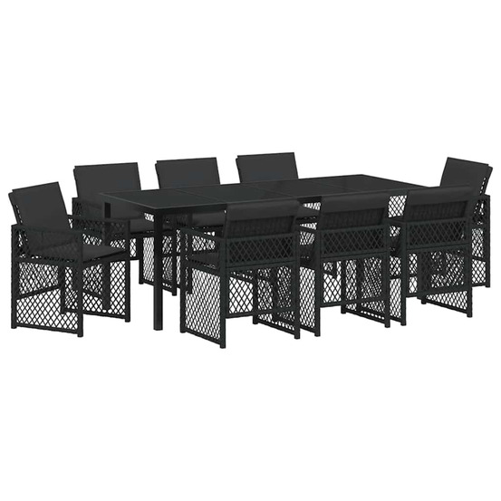 Ensemble de salle à manger pour jardin 9 pcs noir polyrotin
