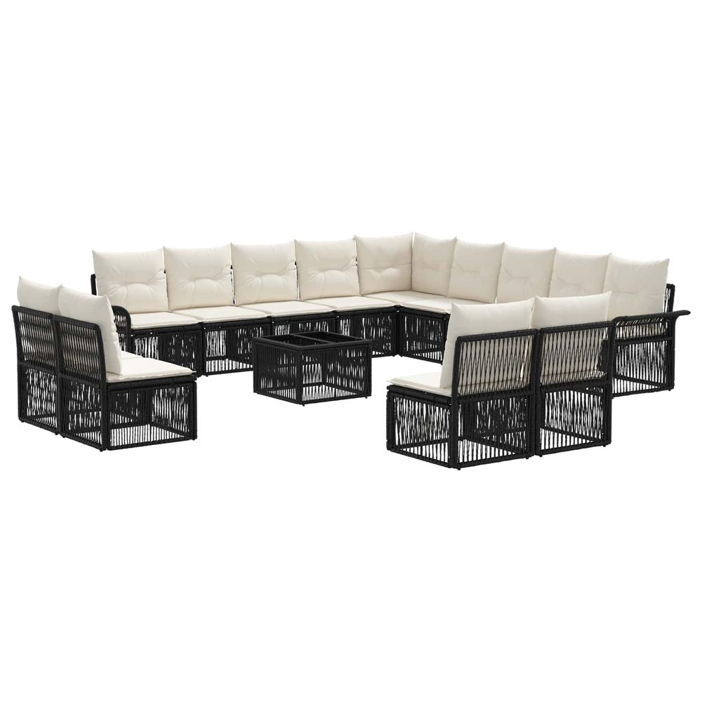 Ensemble de canapé de jardin 14 pc noir polyrotin