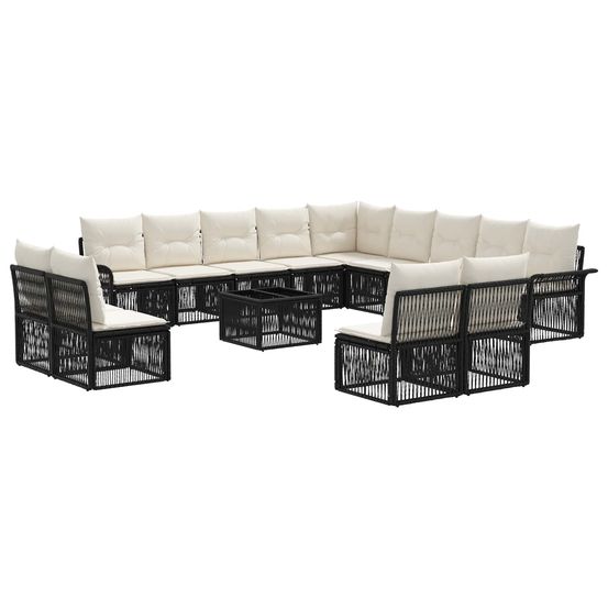 Ensemble de canapé de jardin 14 pc noir polyrotin
