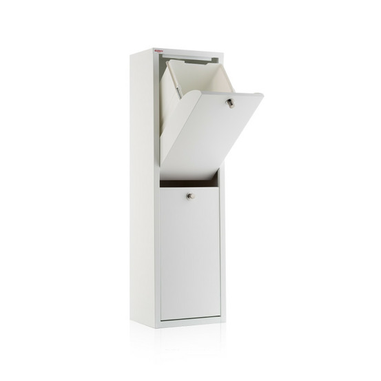 Meuble de tri lua, 2 compartiments (40 l), blanc, design compact et fonctionnel
