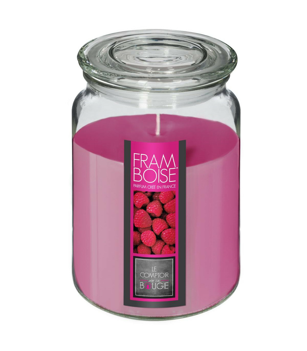 Bougie parfumée framboise pot en verre 510 g