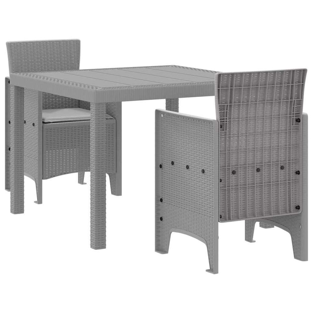 Ensemble de salle à manger pour jardin 3 pc gris clair