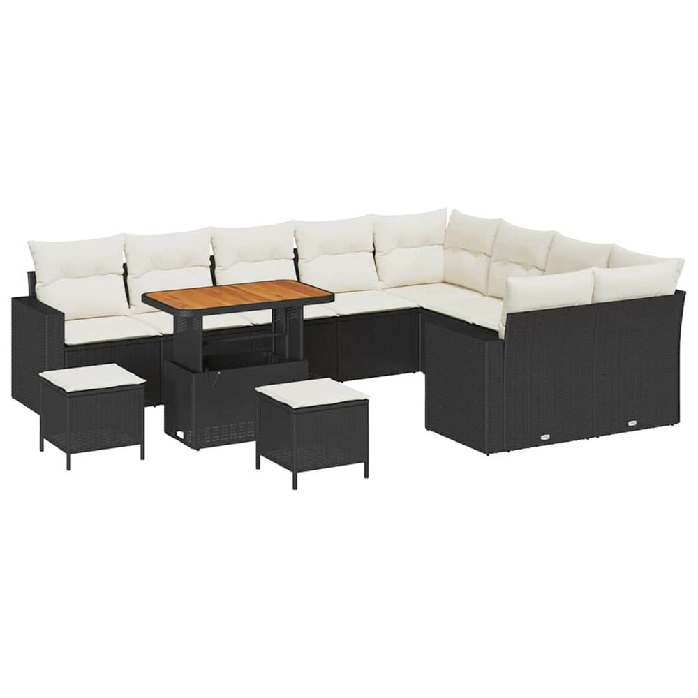 Ensemble de canapé de jardin 12 pc noir polyrotin