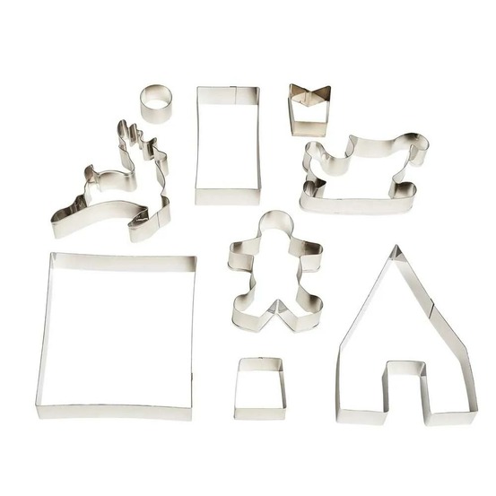 Kit 9 emporte-pièces noël 3d bonhomme traineau cerf maison