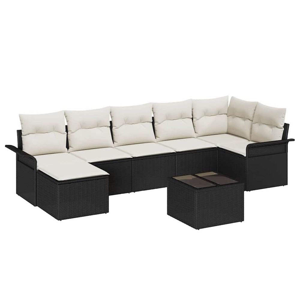 Ensemble de canapé de jardin 8 pc noir polyrotin