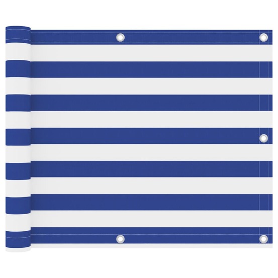 Écran de balcon blanc et bleu 75x300 cm tissu oxford