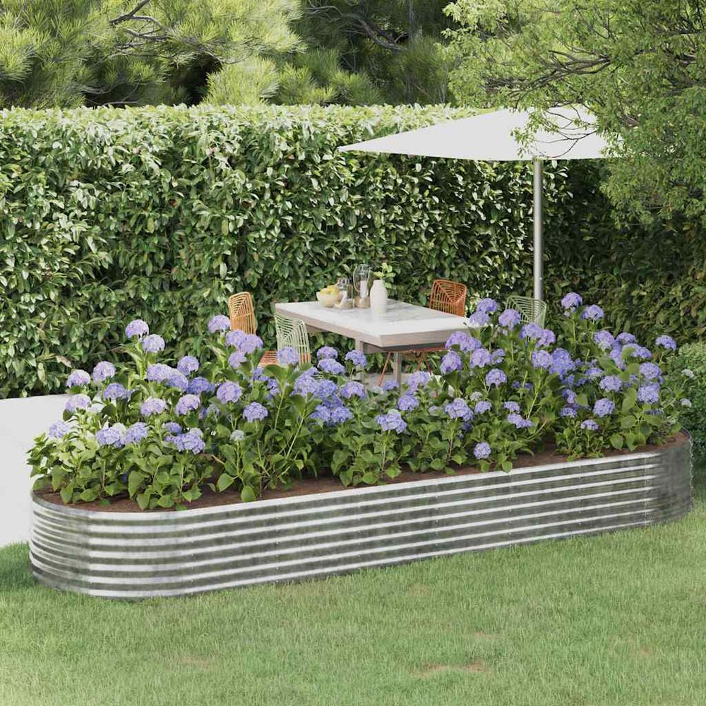 Carré potager acier galvanisé ovale pour jardin potager argenté 322cm