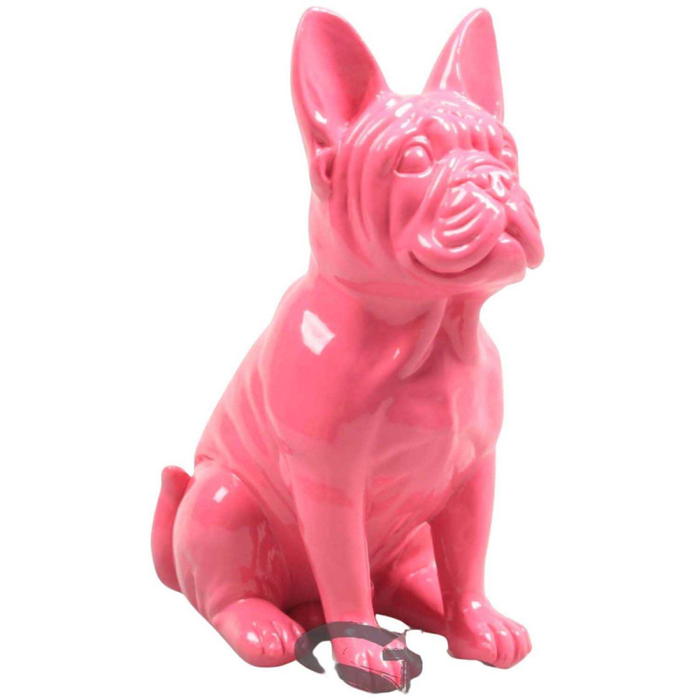 Bouledogue français en résine 20 cm fuchsia