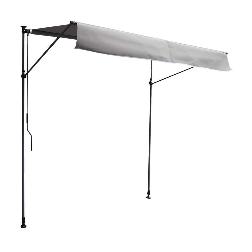 Store banne pour balcon chene 2 × 1,2m - toile grise et structure grise