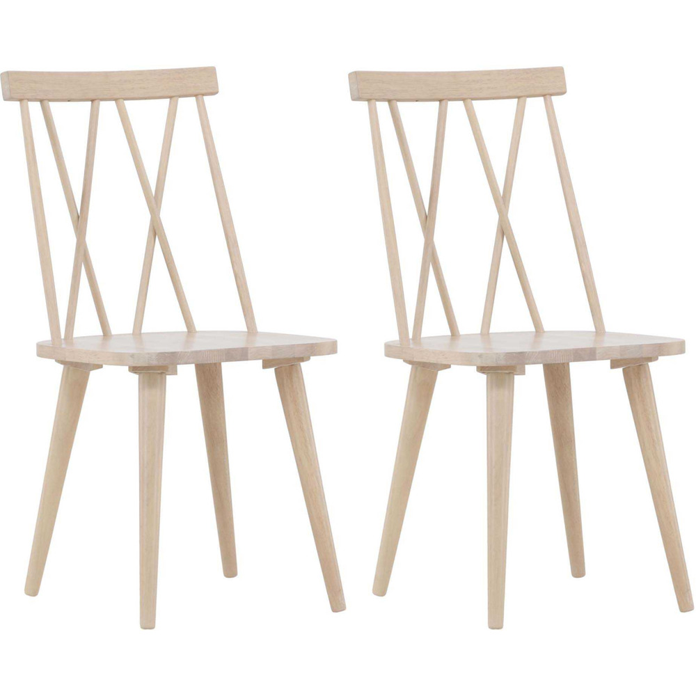 Chaise en bois d'hévéa mariette (lot de 2) bois blanchi