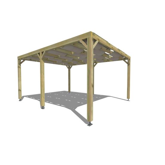 Pergola bois • 4m x 5m • indépendante • sens largeur • voilage semi-transparent inclus • livraison comprise