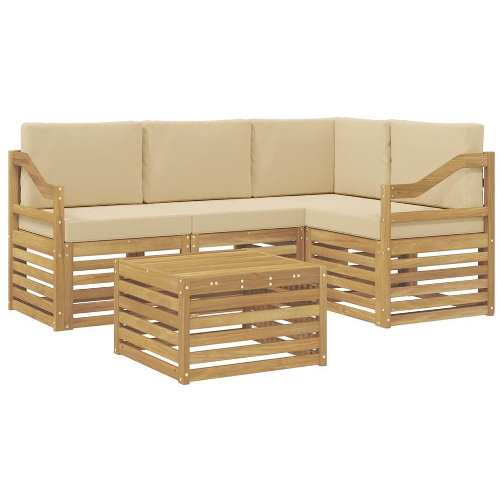 Ensemble de canapés d'extérieur 5 pcs blanc et beige