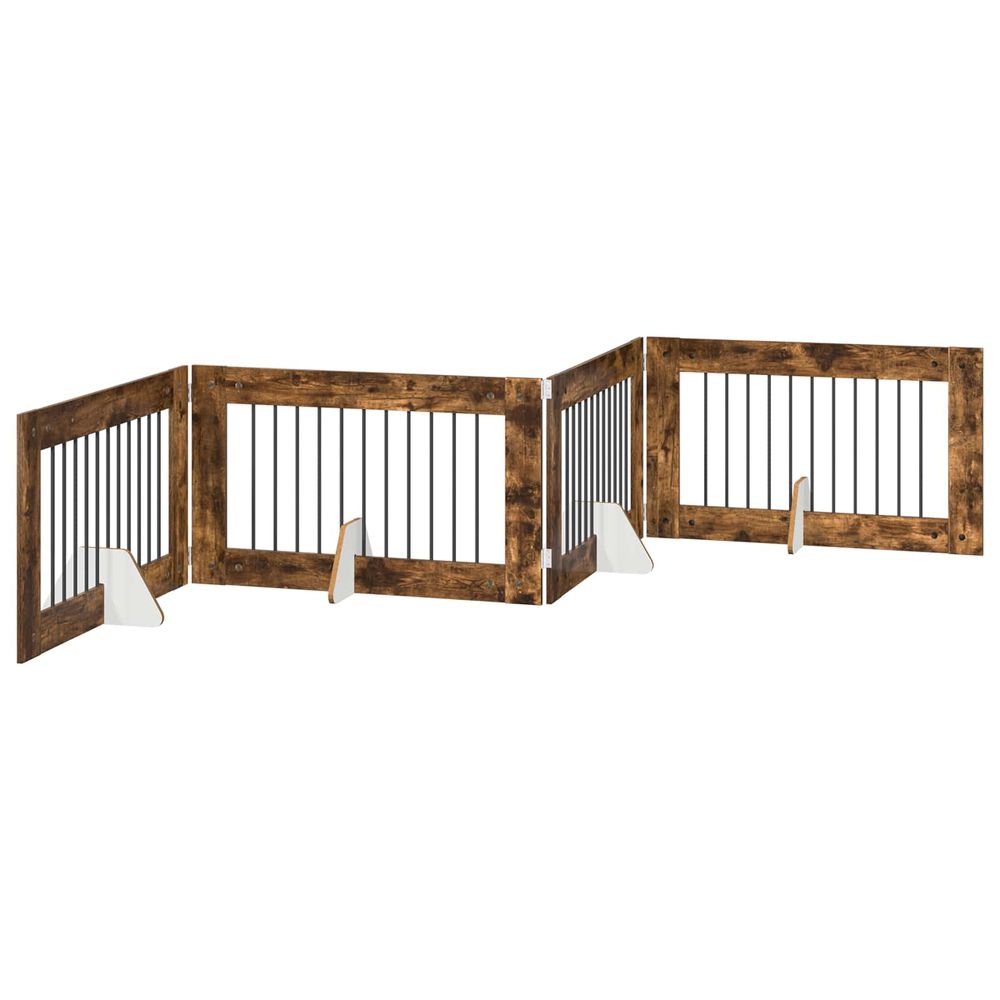 Porte de chien pliable avec supports 4 pc chêne fumé 401 cm