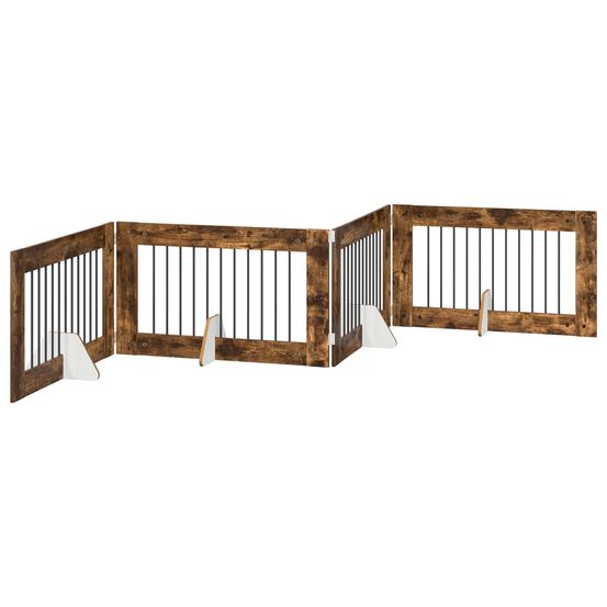 Porte de chien pliable avec supports 4 pc chêne fumé 401 cm