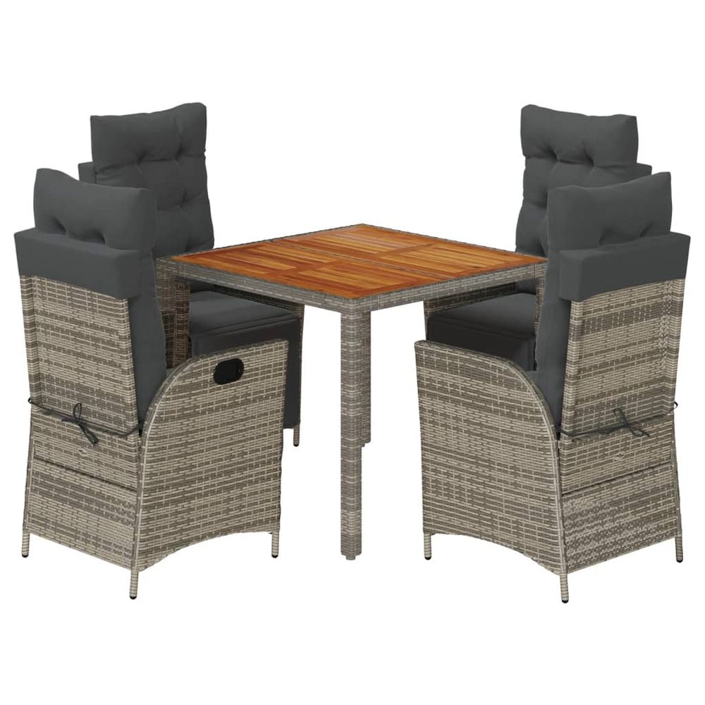 Ensemble à manger de jardin 5 pcs coussins gris résine tressée