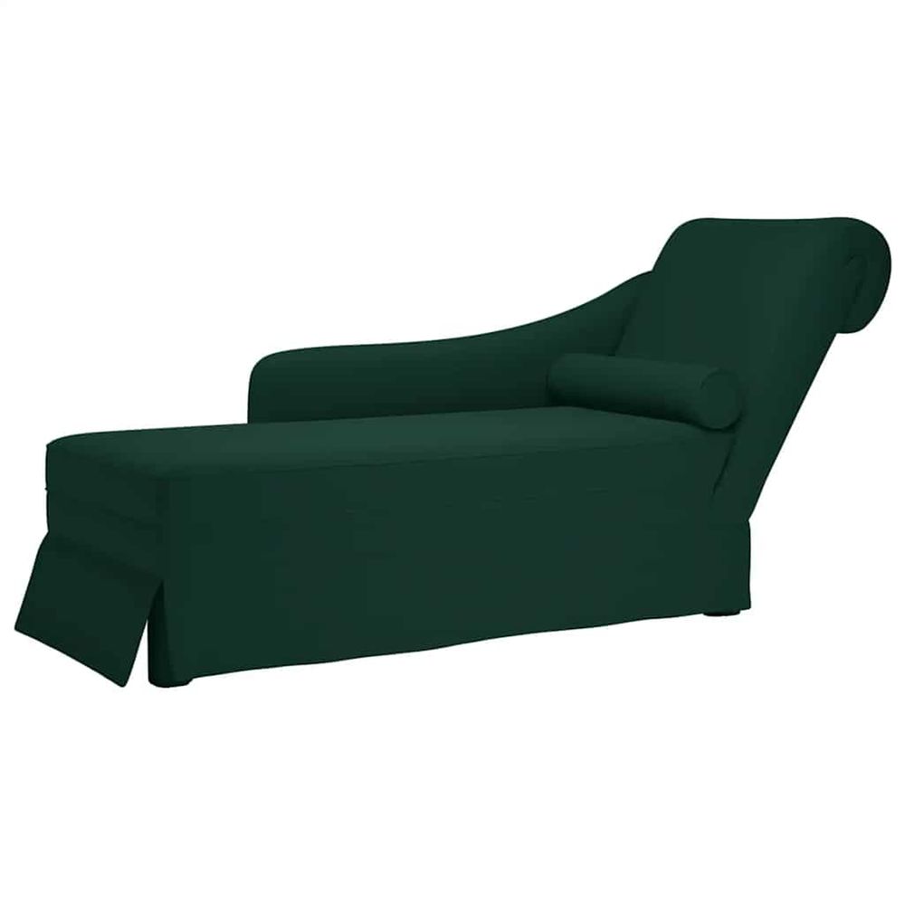 Fauteuil long et traversin accoudoir droit vert foncé velours