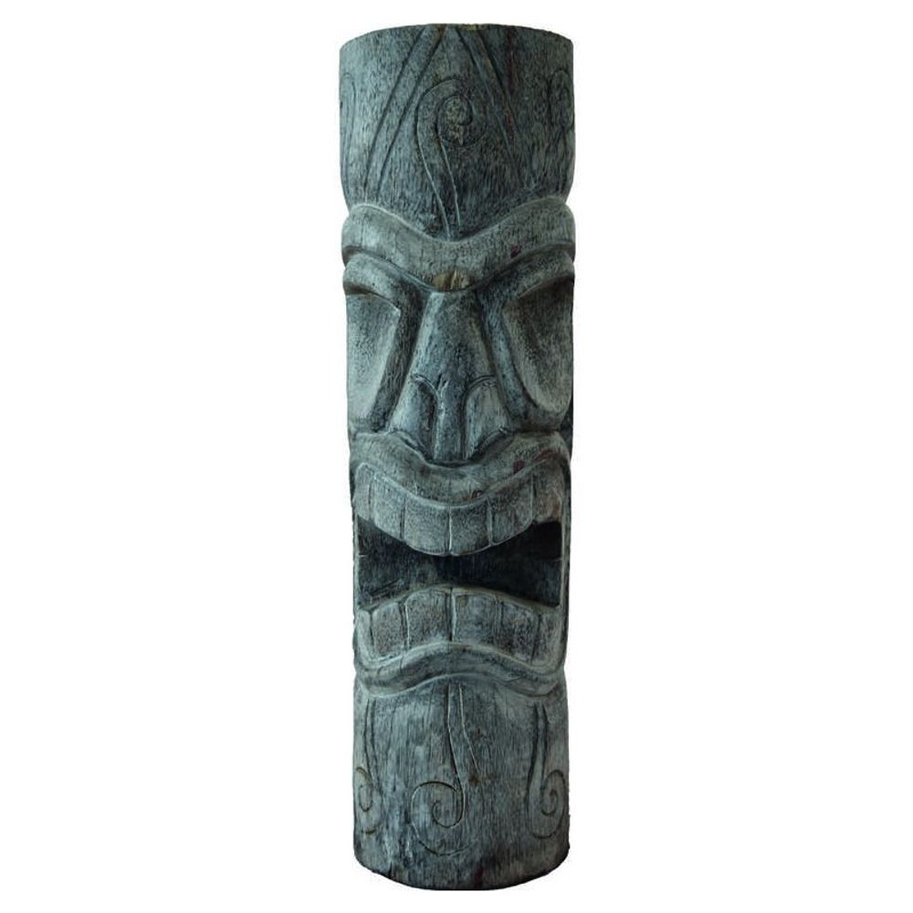 Statue tiki totem mauri cendré 100 cm - gris 100 cm