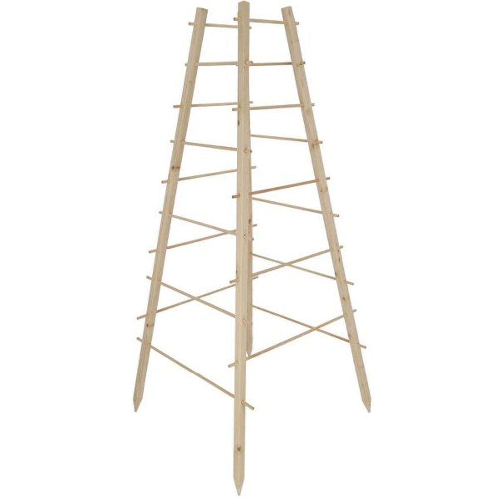 Support en bois de pin pour plantes 4 piquets pyramide