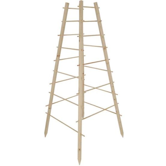 Support en bois de pin pour plantes 4 piquets pyramide