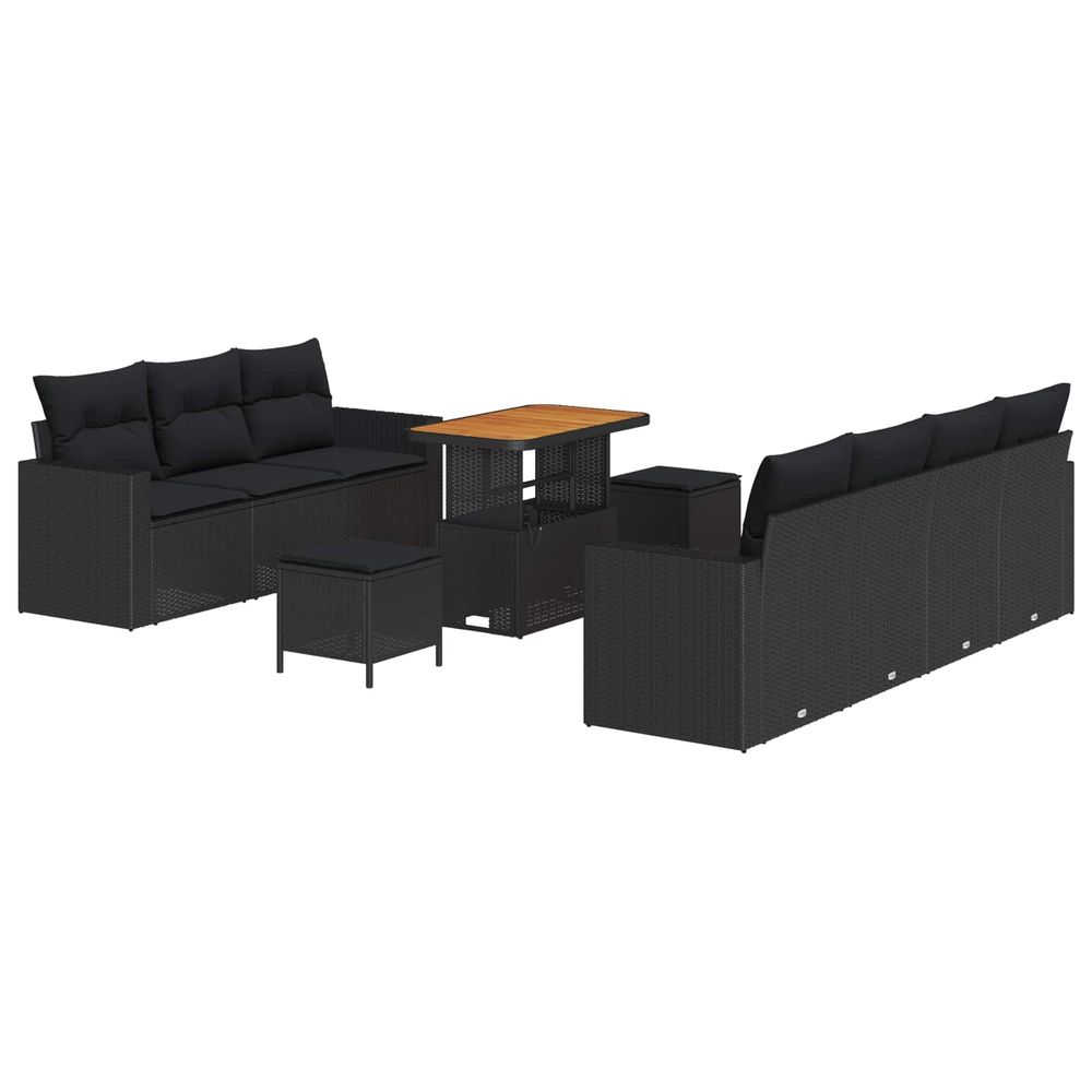 Ensemble de canapé de jardin 10 pc noir polyrotin