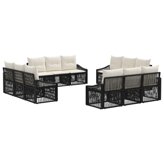 Ensemble de canapé de jardin 12 pcs noir polyrotin