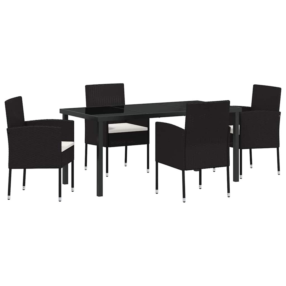 Ensemble de salle à manger pour jardin 5 pcs noir poly rotin