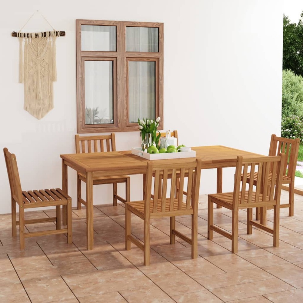 Ensemble à manger de jardin 7 pcs bois de teck solide
