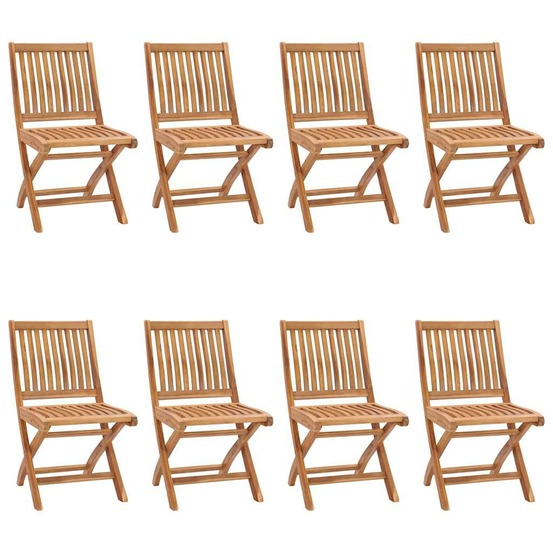 Chaises pliables de jardin avec coussins lot de 8 teck solide