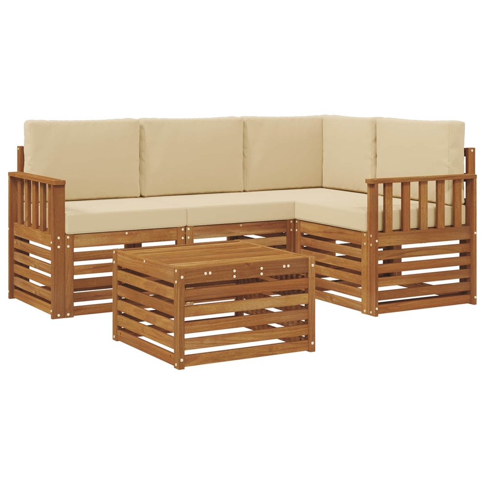 Ensemble de canapés d'extérieur 5 pcs naturel et beige